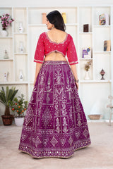 Royal Purple Bridal Lehenga with Dual-Tone Dupatta