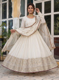 Royal Ivory Anarkali Gown with Zari Border Dupatta