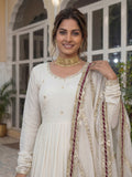 Royal Ivory Anarkali Gown with Zari Border Dupatta