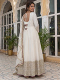 Royal Ivory Anarkali Gown with Zari Border Dupatta