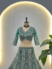 Emerald Green Backless Designer Lehenga