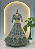 Emerald Green Backless Designer Lehenga