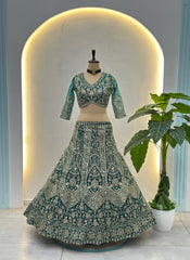 Emerald Green Backless Designer Lehenga