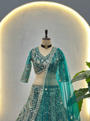 Emerald Green Backless Designer Lehenga