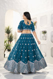 Teal Blue Designer Lehenga with Heavy Silver Embroidery