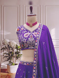 Royal Purple Floral Embroidered Lehenga