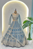 Sky Blue Designer Lehenga with Heavy Silver Embroidery
