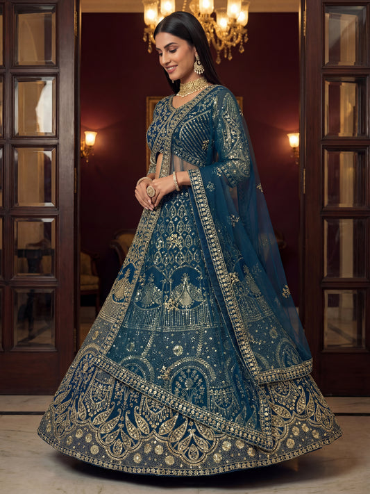 Royal Teal Blue Bridal Lehenga