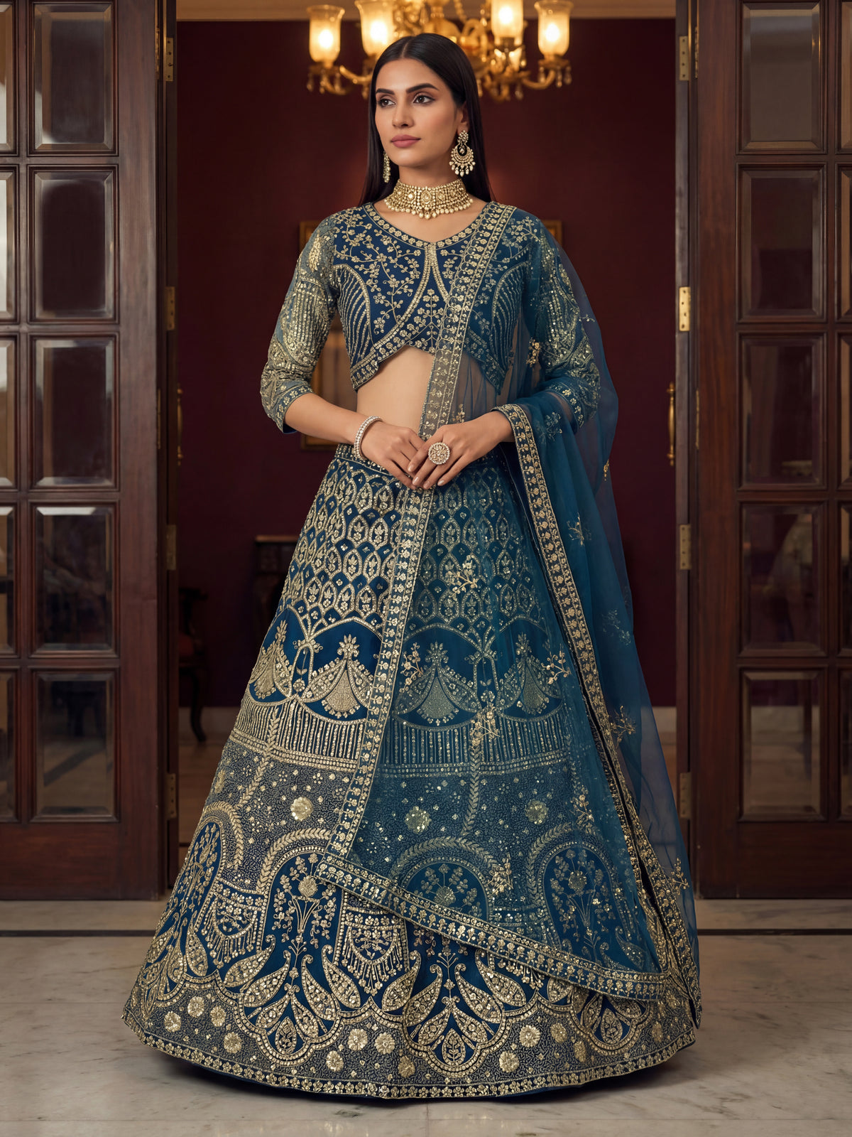 Royal Teal Blue Bridal Lehenga