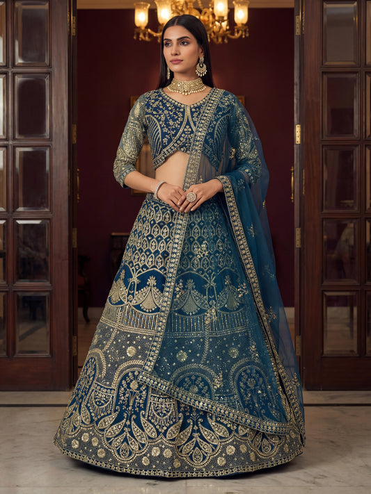 Royal Teal Blue Bridal Lehenga