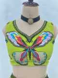 Lime Green Butterfly Designer Lehenga