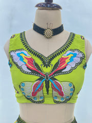 Lime Green Butterfly Designer Lehenga