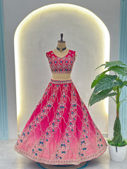 Rani Pink Floral Embroidered Lehenga