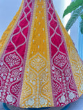 Pink & Mustard Dual-Tone Lehenga with Heavy Embroidery