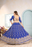 Royal Blue Geometric Zari Lehenga