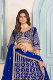 Royal Blue Geometric Zari Lehenga