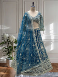 Teal Blue Heavy Embroidered Lehenga