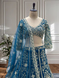 Teal Blue Heavy Embroidered Lehenga