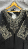 Royal Black Embroidered Suit Set with Elegant Dupatta