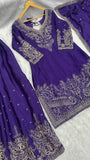 Royal Purple Embroidered Suit Set with Elegant Dupatta