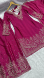 Rani Pink Embroidered Suit Set with Elegant Dupatta