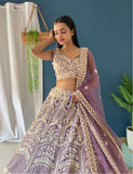 Premium Lavender Bridal Lehenga Choli with Heavy Embroidery & Dupatta