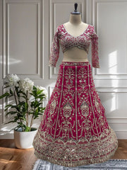 Rani Pink Heavy Embroidered Lehenga