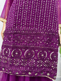 Plum Purple Mirror Work Kurta Set with Sharara