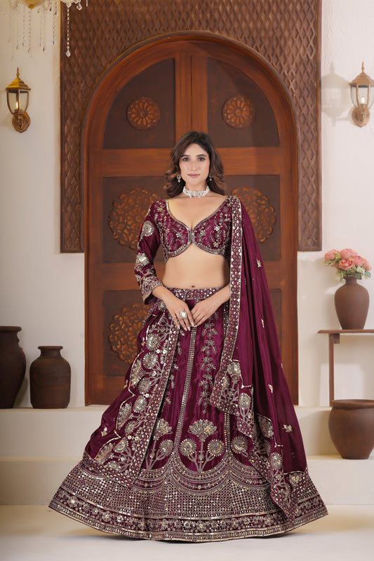 Royal Wine Bridal Lehenga
