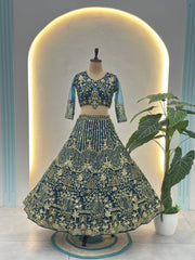 Royal Teal Green Designer Lehenga