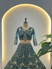 Royal Teal Green Designer Lehenga