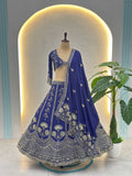 Navy Blue Royal Embroidered Lehenga