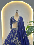 Navy Blue Royal Embroidered Lehenga