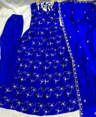 Royal Blue Anarkali Suit Set with Elegant Dupatta