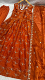 Royal Orange Anarkali Suit Set with Elegant Dupatta