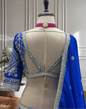 Royal Blue Geometric Zari Lehenga