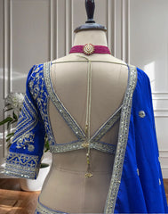 Royal Blue Geometric Zari Lehenga