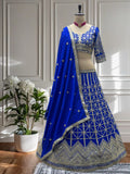 Royal Blue Geometric Zari Lehenga