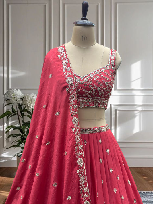 Royal Red Embroidered Lehenga