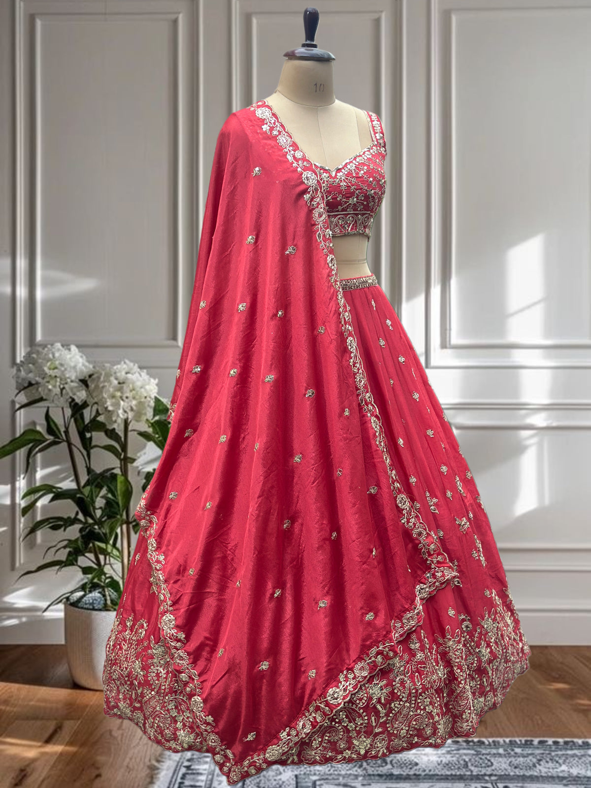Royal Red Embroidered Lehenga