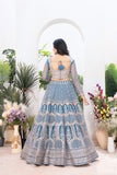 Sky Blue Designer Lehenga with Heavy Silver Embroidery