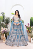 Sky Blue Designer Lehenga with Heavy Silver Embroidery