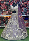 Premium Lavender Bridal Lehenga Choli with Heavy Embroidery & Dupatta