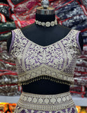 Premium Lavender Bridal Lehenga Choli with Heavy Embroidery & Dupatta
