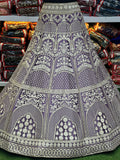 Premium Lavender Bridal Lehenga Choli with Heavy Embroidery & Dupatta