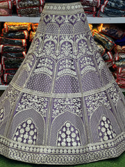 Premium Lavender Bridal Lehenga Choli with Heavy Embroidery & Dupatta