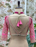 Coral Pink Geometric Zari Lehenga