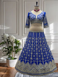 Royal Blue Geometric Zari Lehenga