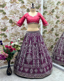 Royal Purple Bridal Lehenga with Dual-Tone Dupatta