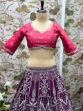 Royal Purple Bridal Lehenga with Dual-Tone Dupatta